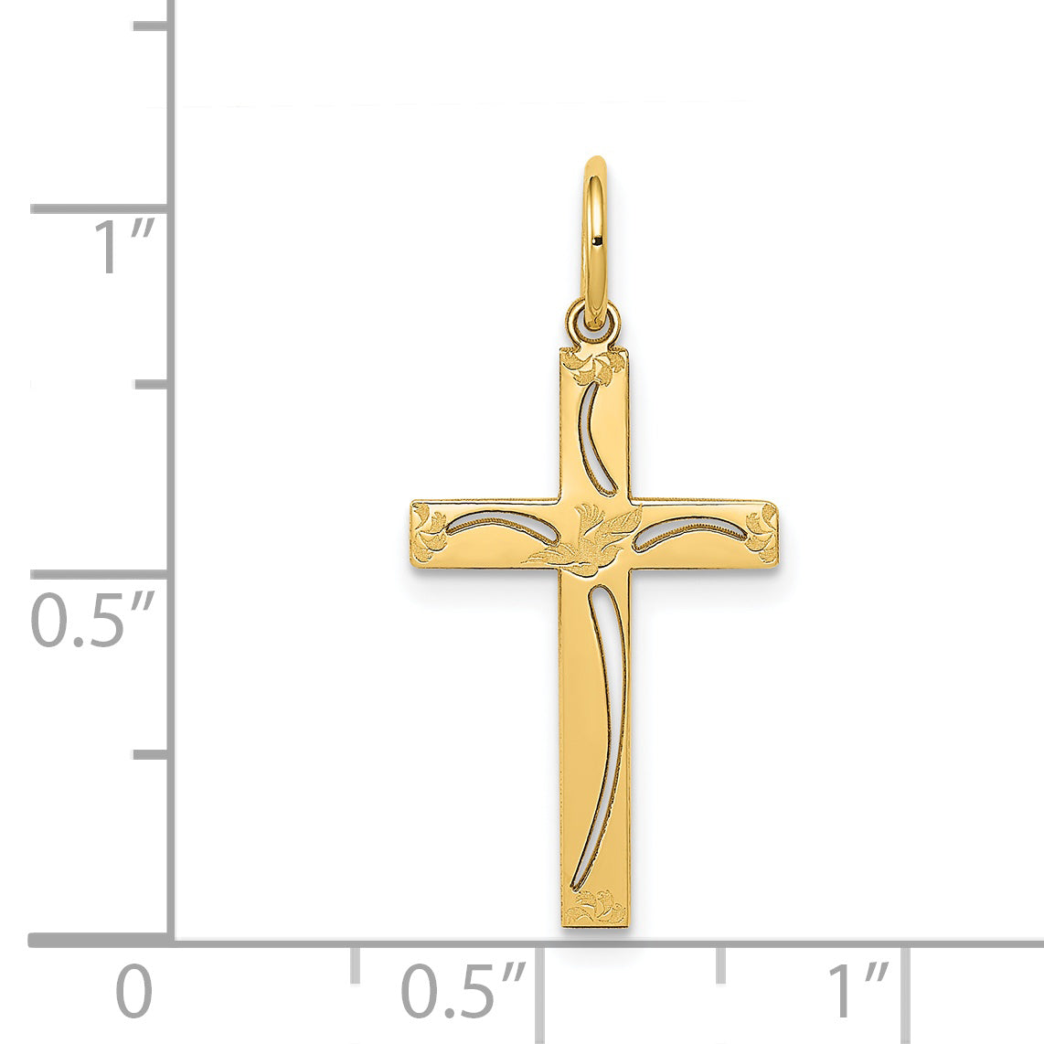 14k Yellow Gold 14K Laser Designed Cross Charm