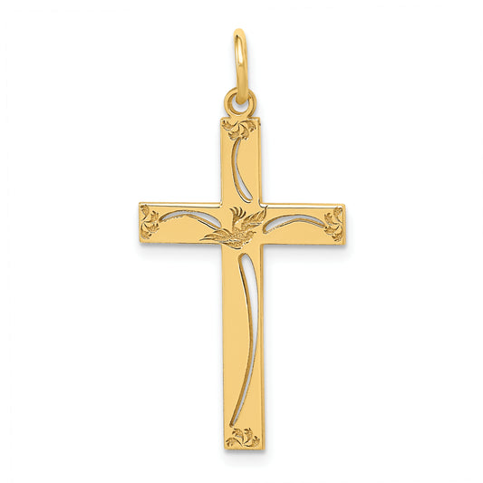 14k Yellow Gold 14K Laser Designed Cross Pendant