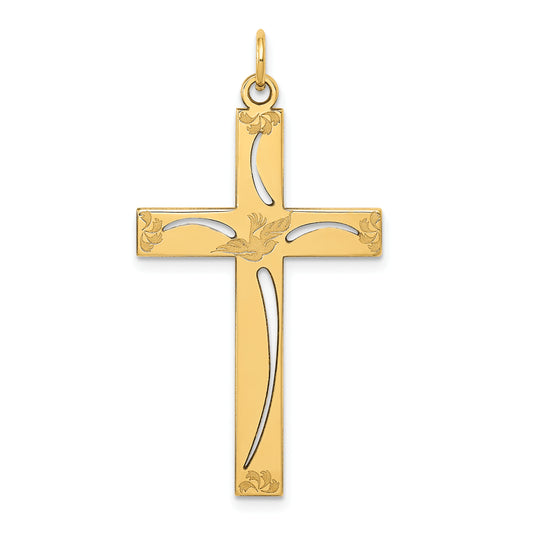 14k Yellow Gold 14K Laser Designed Cross Pendant