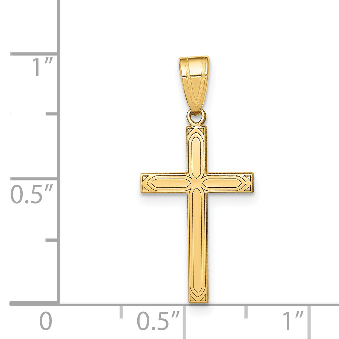 14k Yellow Gold 14k Solid Laser Etched Cross Pendant