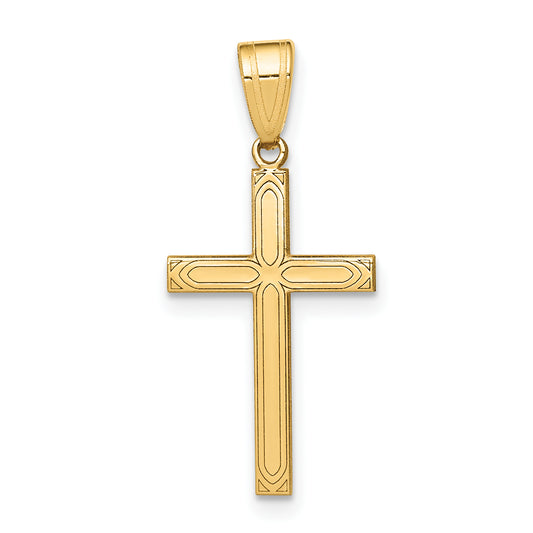 14k Yellow Gold 14k Solid Laser Etched Cross Pendant