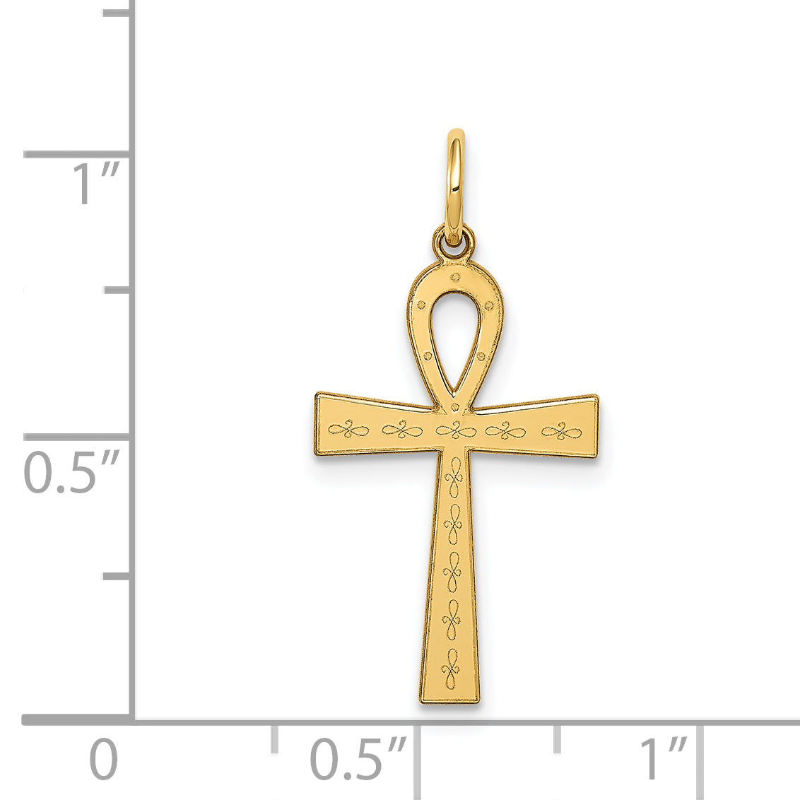 14k Yellow Gold 14K Laser Designed Ankh Cross Charm