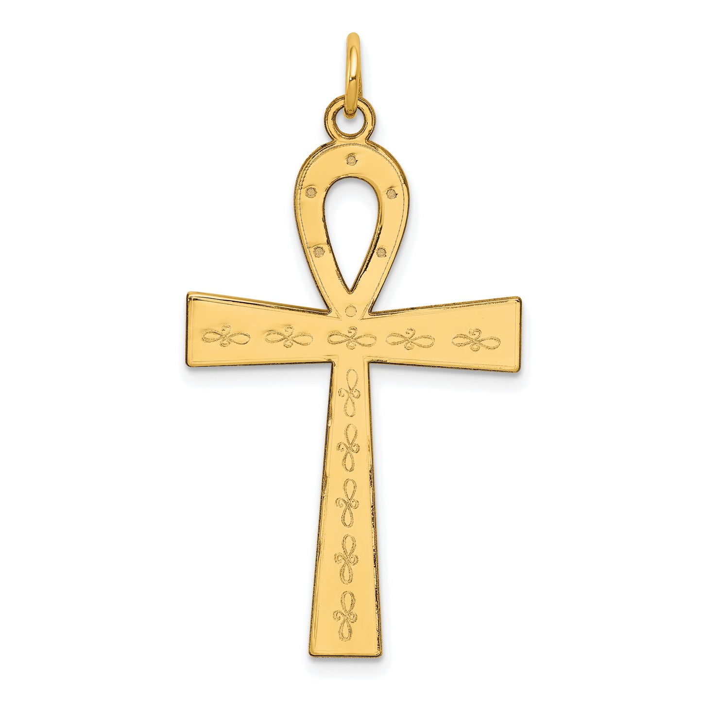 14k Yellow Gold 14K Laser Designed Ankh Cross Pendant