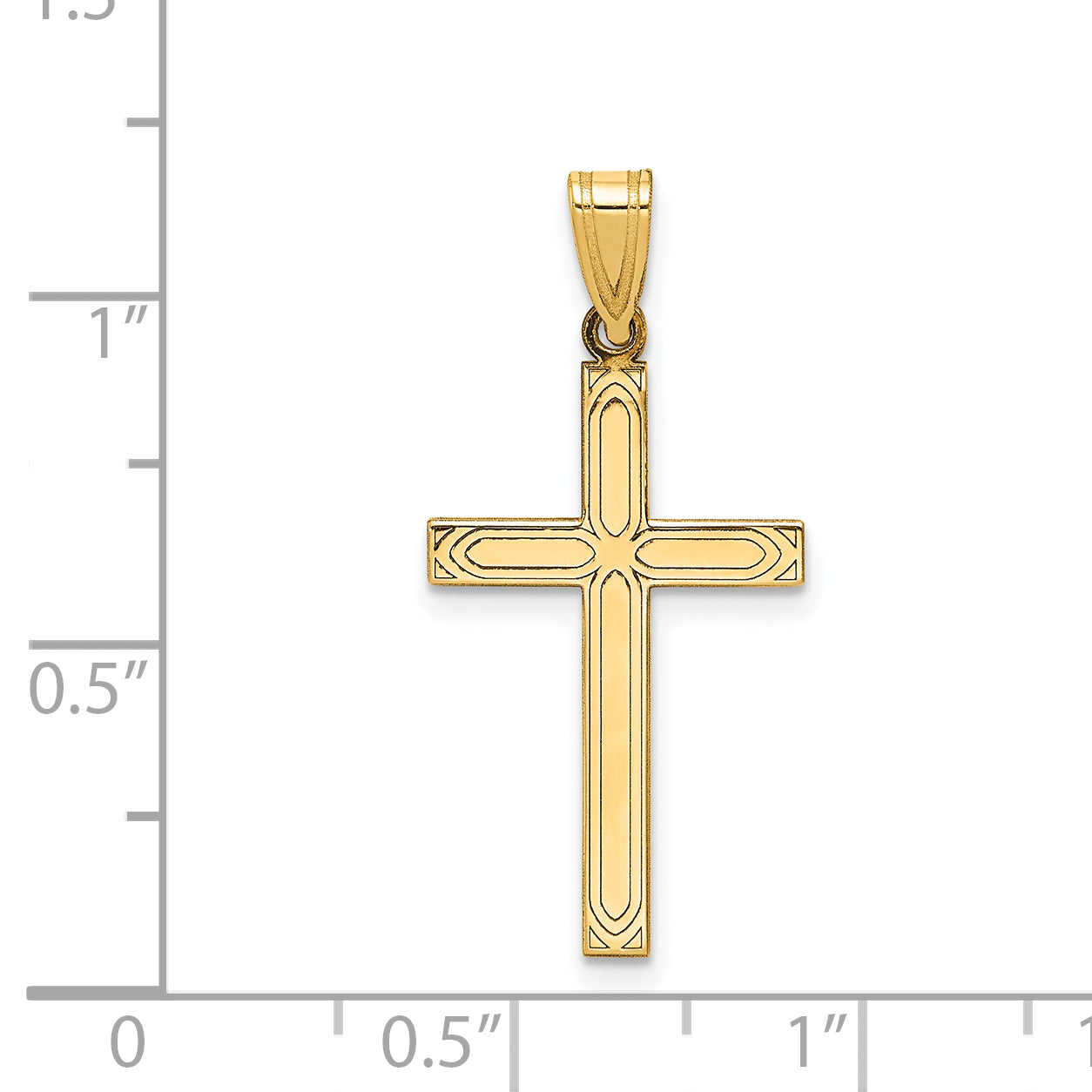 14k Yellow Gold 14k Solid Laser Etched Cross Pendant