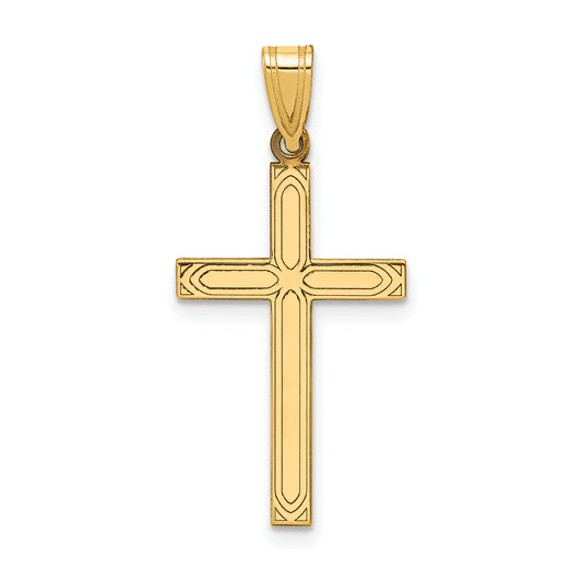 14k Yellow Gold 14k Solid Laser Etched Cross Pendant