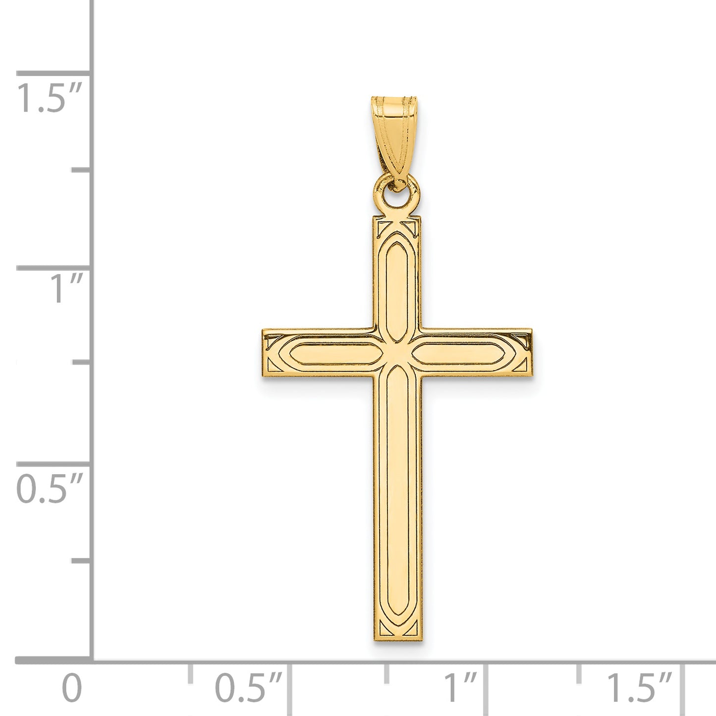 14k Yellow Gold 14k Solid Laser Etched Cross Pendant