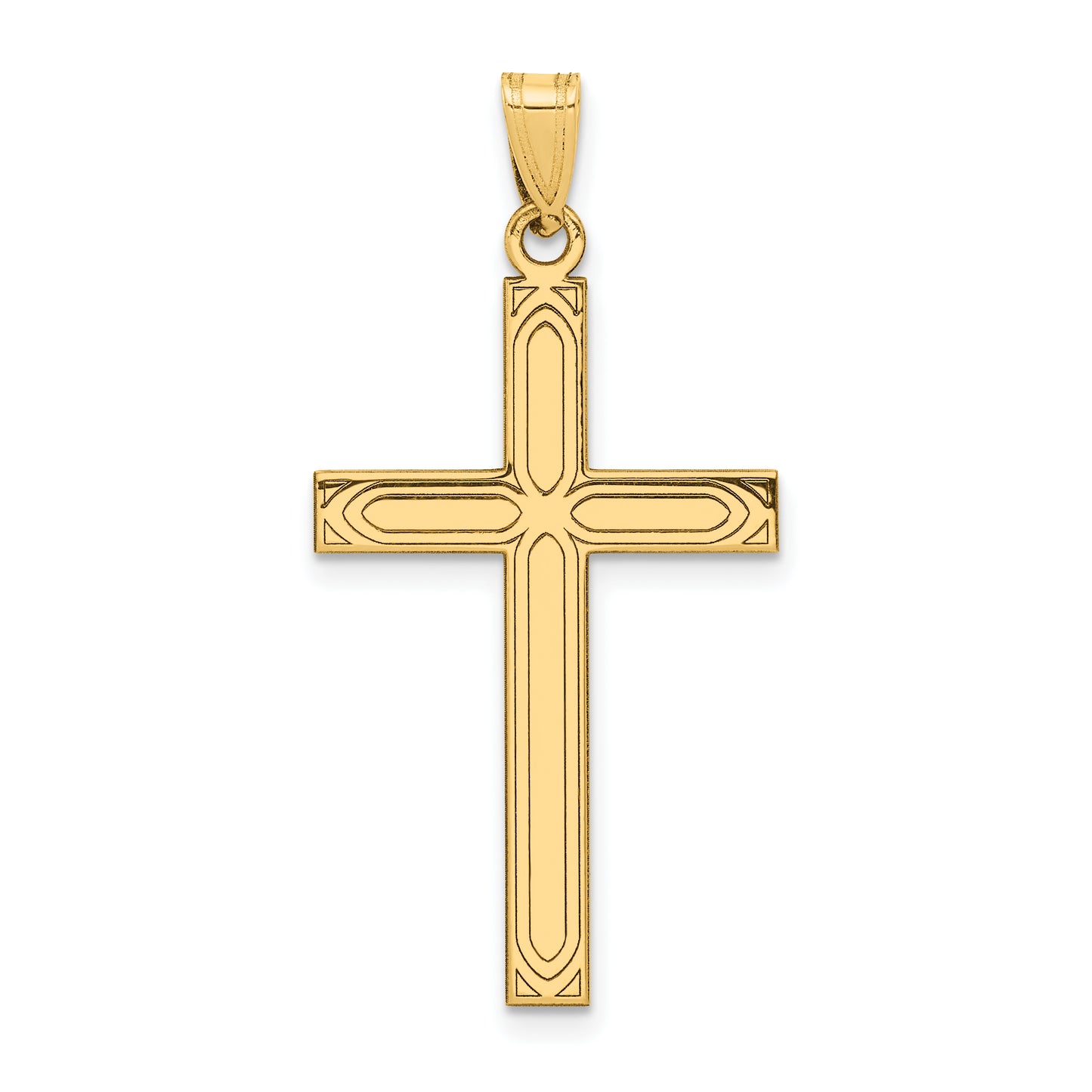 14k Yellow Gold 14k Solid Laser Etched Cross Pendant