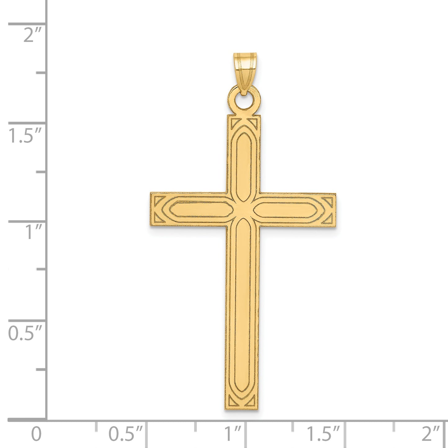 14k Yellow Gold 14k Solid Laser Etched Cross Pendant