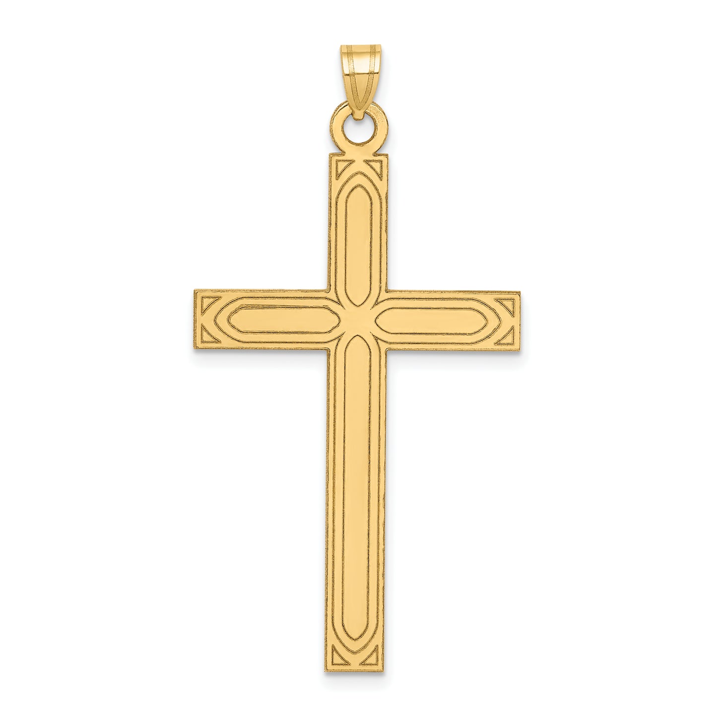 14k Yellow Gold 14k Solid Laser Etched Cross Pendant