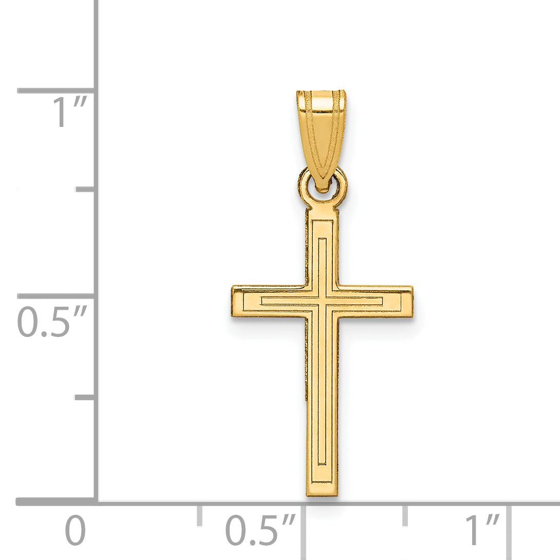 14k Yellow Gold 14k Solid Laser Etched Cross Pendant