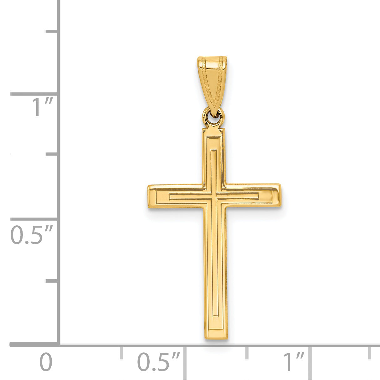 14k Yellow Gold 14k Solid Laser Etched Cross Pendant