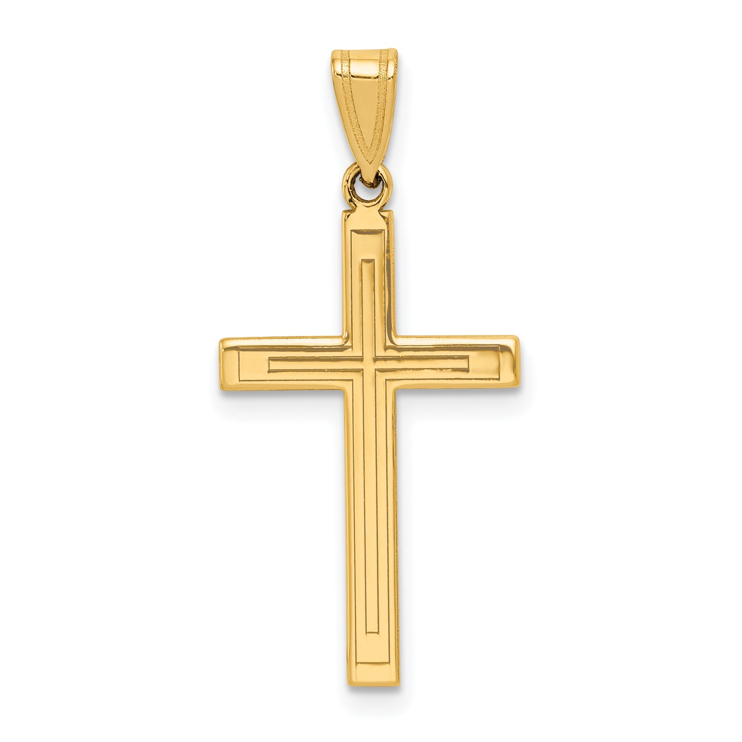 14k Yellow Gold 14k Solid Laser Etched Cross Pendant