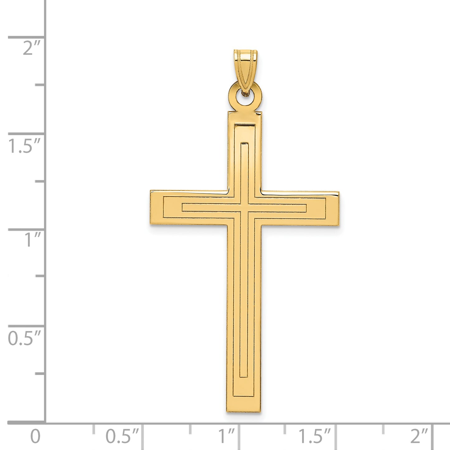 14k Yellow Gold 14k Solid Laser Etched Cross Pendant