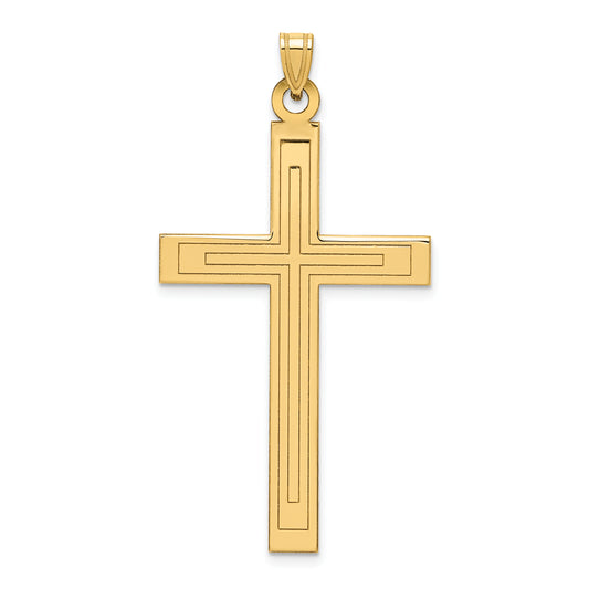 14k Yellow Gold 14k Solid Laser Etched Cross Pendant