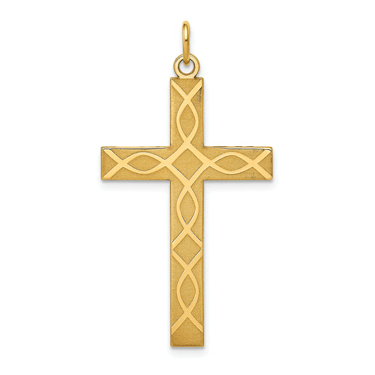 14k Yellow Gold 14K Laser Designed Cross Pendant