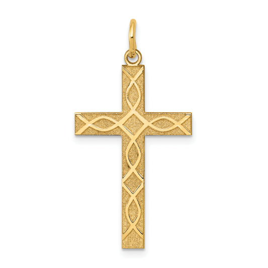 14k Yellow Gold 14K Laser Designed Cross Pendant