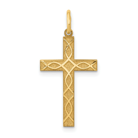 14k Yellow Gold 14K Laser Designed Cross Charm