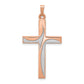 14k Rose Gold 14k Rose Gold Rhodium Cross Pendant