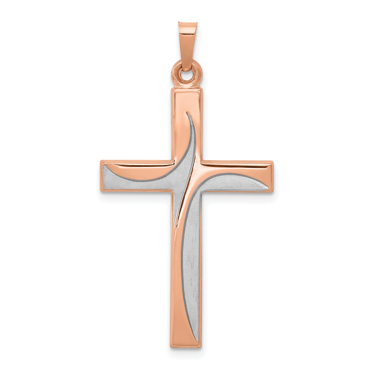 14k Rose Gold 14k Rose Gold Rhodium Cross Pendant