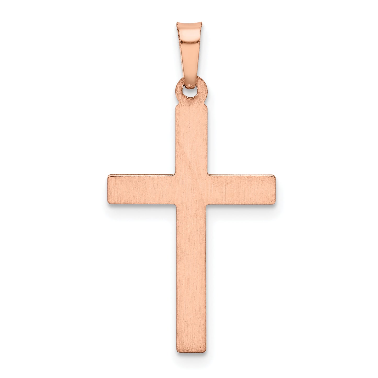 14k Rose Gold 14k Rose Gold Rhodium Hollow Cross Pendant