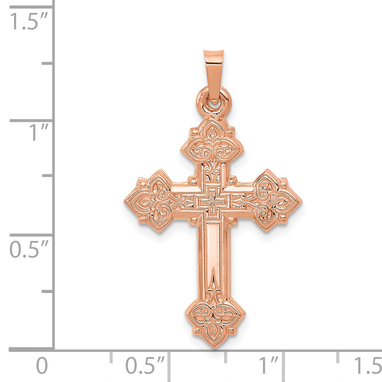 14k Rose Gold 14K Rose Gold Fleur de Lis Cross Pendant