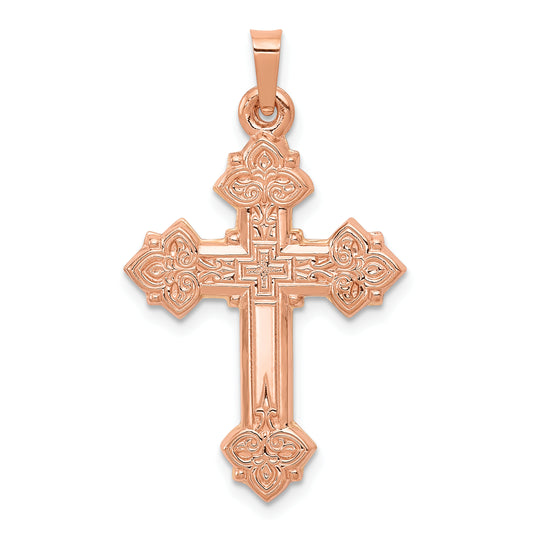 14k Rose Gold 14K Rose Gold Fleur de Lis Cross Pendant