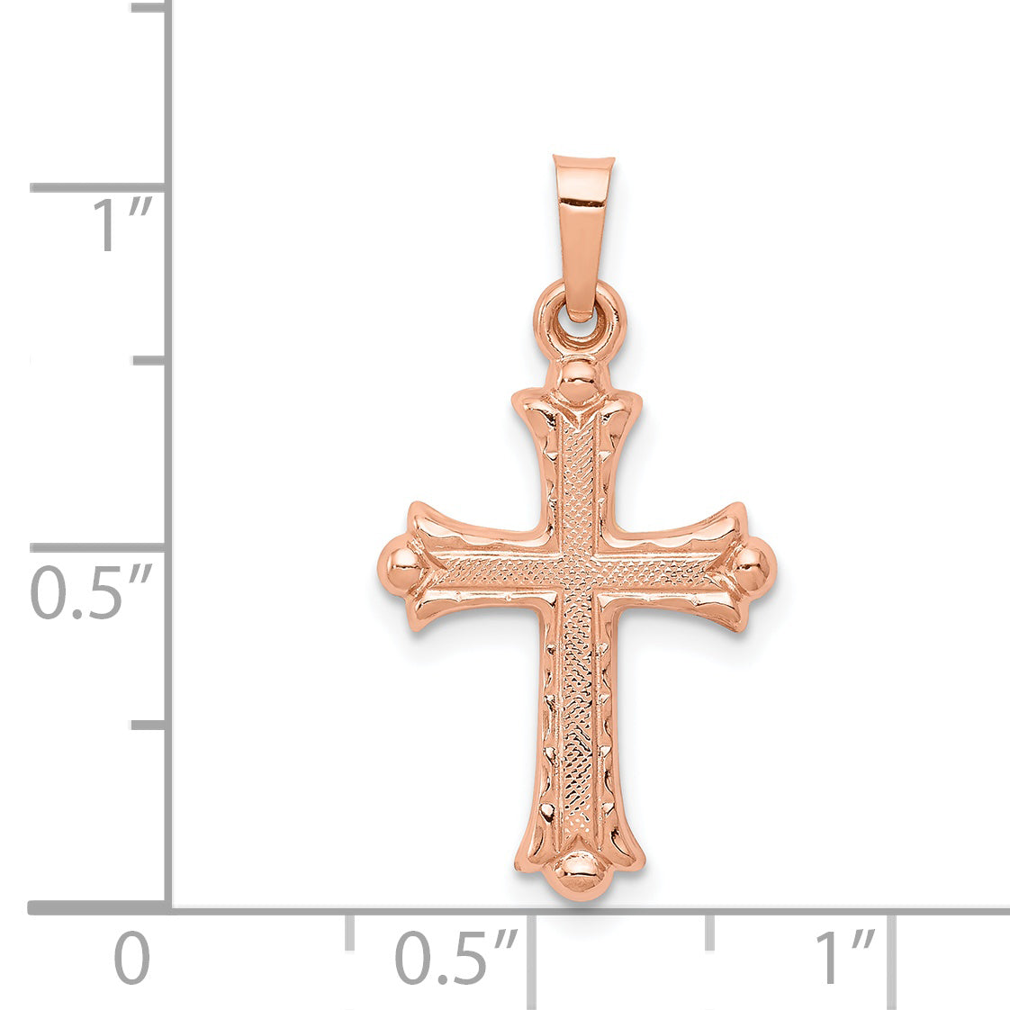 14k Rose Gold 14k Rose Gold Heart Hollow Cross Pendant