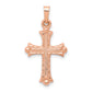 14k Rose Gold 14k Rose Gold Heart Hollow Cross Pendant