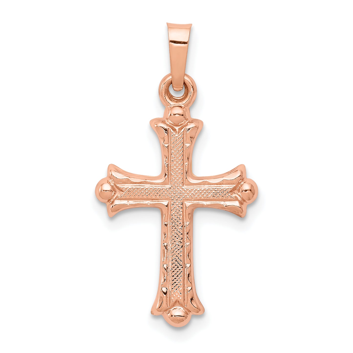 14k Rose Gold 14k Rose Gold Heart Hollow Cross Pendant