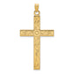 14k Yellow Gold 14k Etched Floral Design Cross Pendant