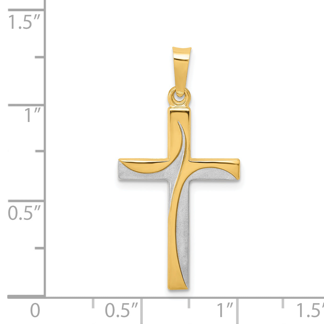 14k Yellow & Rhodium 14K Rhodium Satin and Polished Latin Cross Pendant