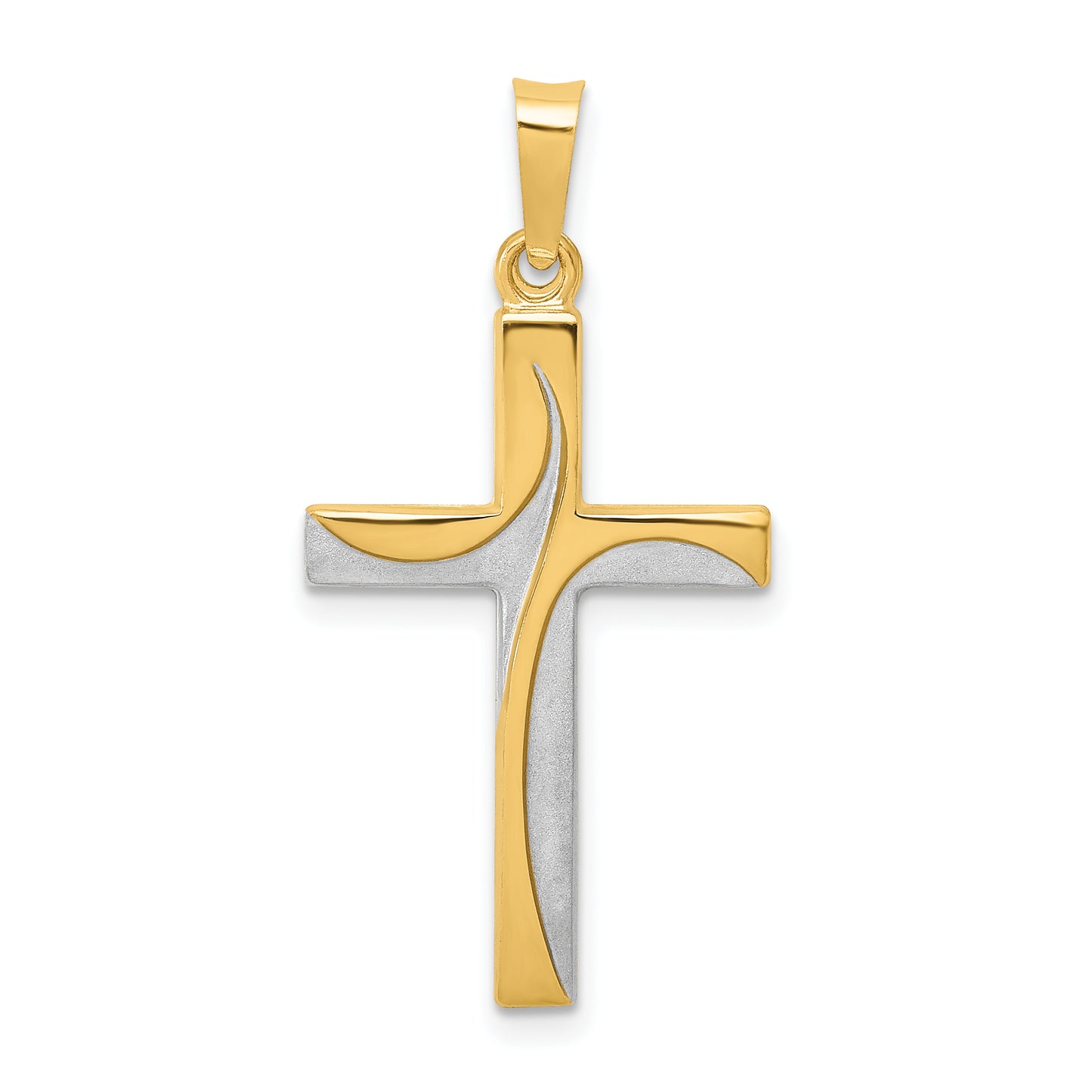 14k Yellow & Rhodium 14K Rhodium Satin and Polished Latin Cross Pendant