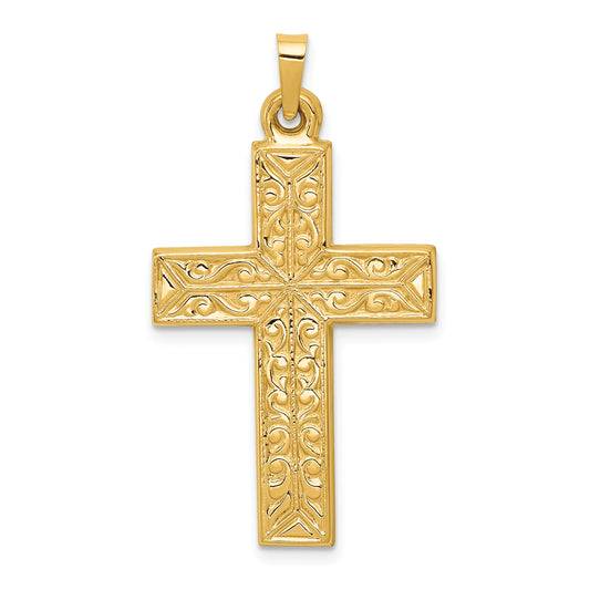 14k Yellow Gold 14k Polished Filigree Cross Pendant