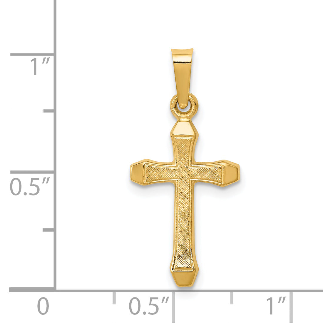 14k Yellow Gold 14k Textured and Polished Latin Cross Pendant