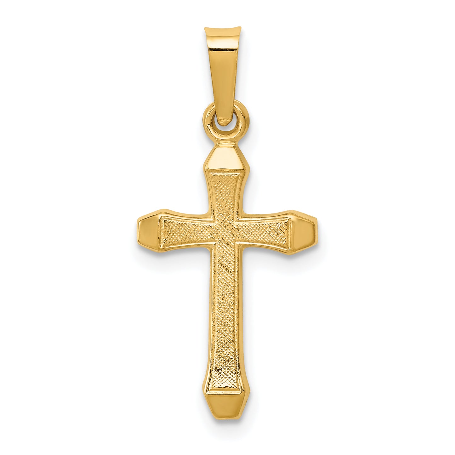 14k Yellow Gold 14k Textured and Polished Latin Cross Pendant