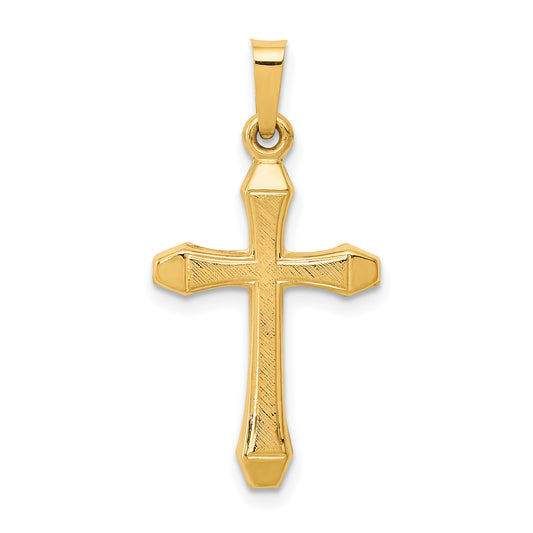 14k Yellow Gold 14k Textured and Polished Latin Cross Pendant