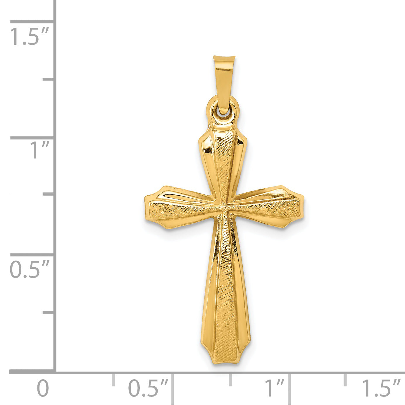 14k Yellow Gold 14k Textured and Polished Passion Cross Pendant