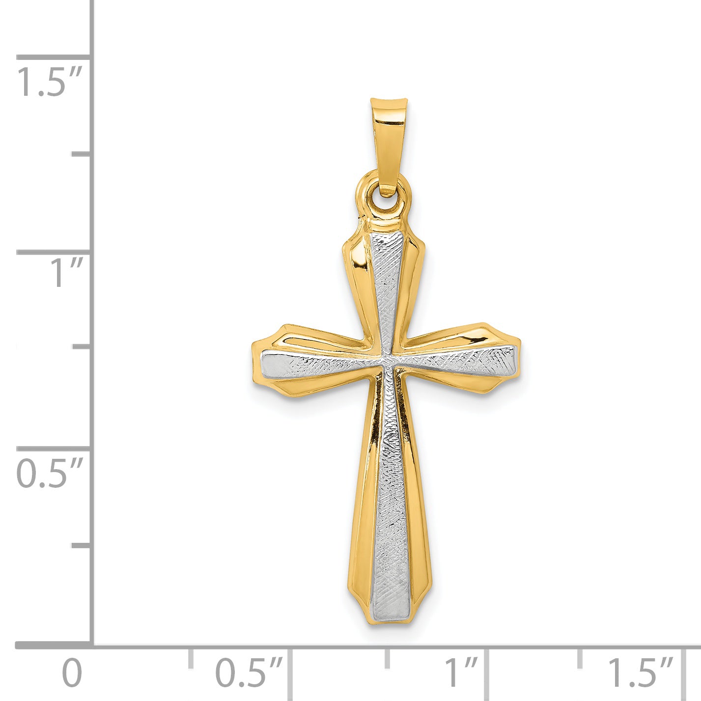 14k Yellow & Rhodium 14K with Rhodium Textured and Polished Passion Cross Pendant