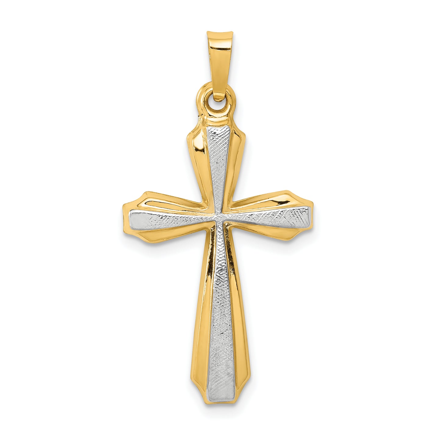 14k Yellow & Rhodium 14K with Rhodium Textured and Polished Passion Cross Pendant