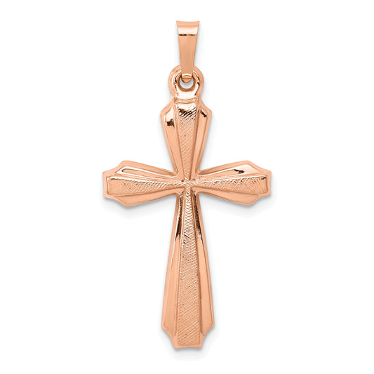 14k Rose Gold 14K Rose Gold Textured And Polished Passion Cross Pendant