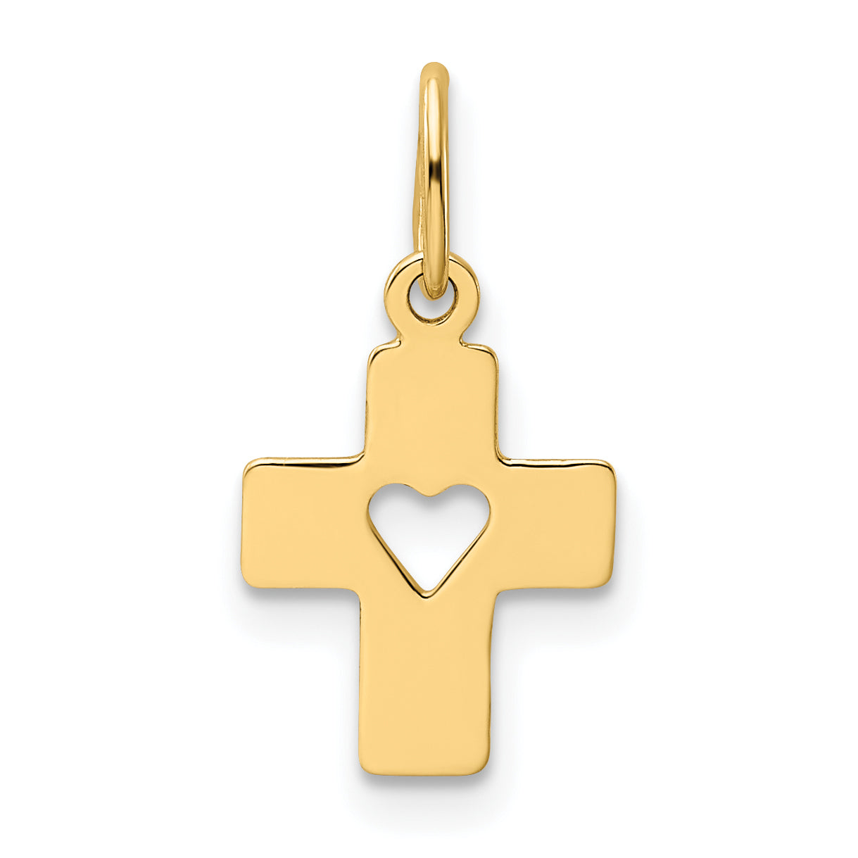 14k Yellow Gold 14k Polished Cross with Heart Pendant