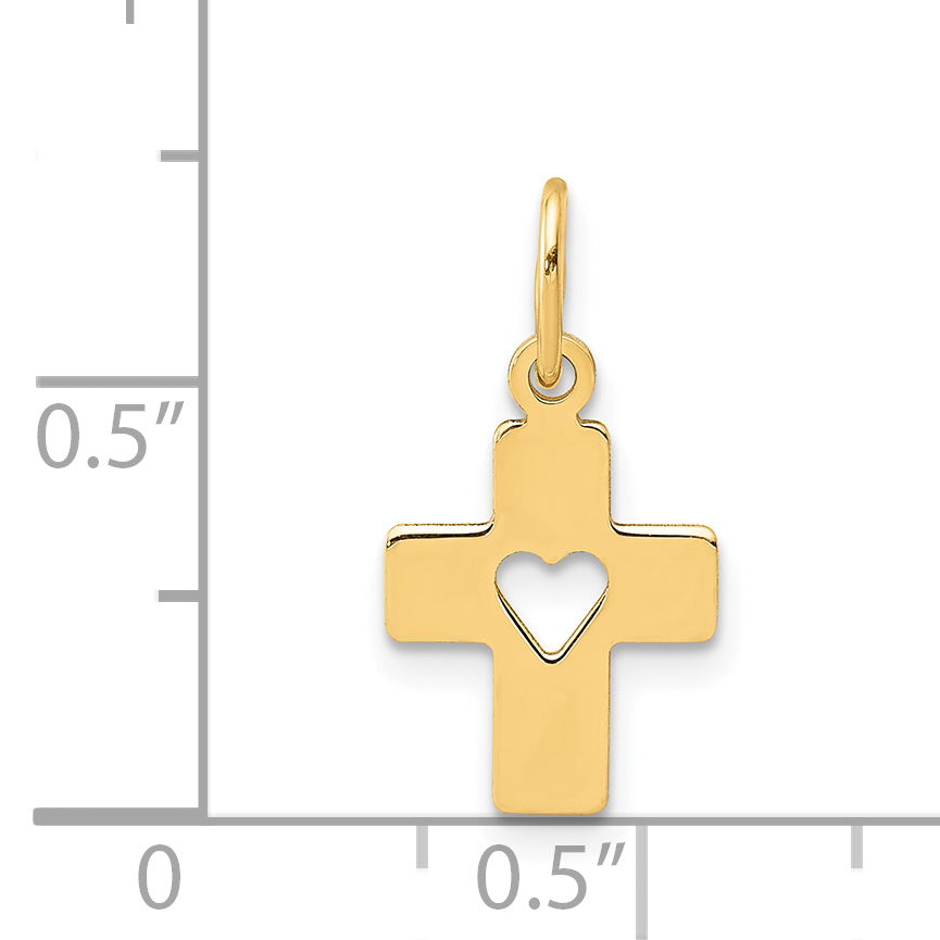 14k Yellow Gold 14k Polished Cross with Heart Pendant