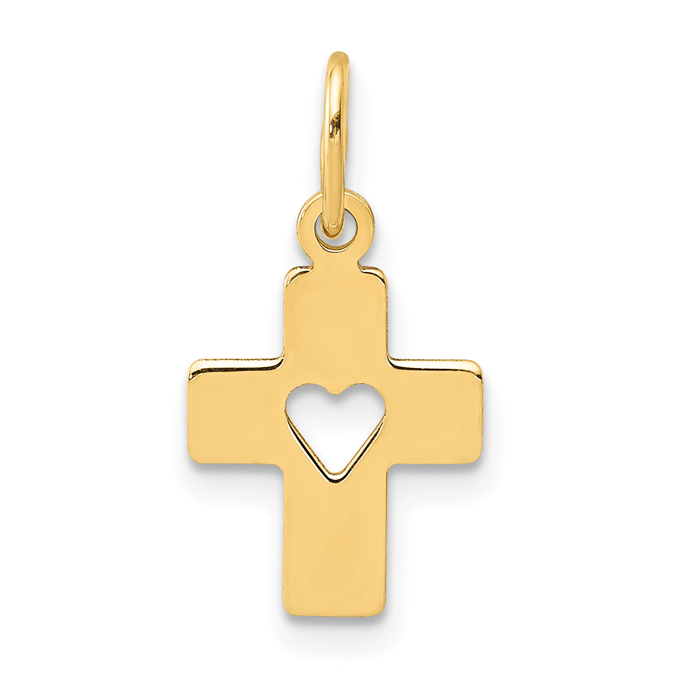 14k Yellow Gold 14k Polished Cross with Heart Pendant