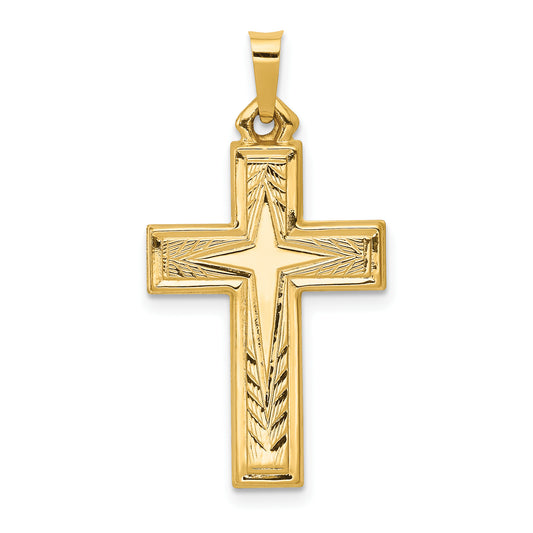 14k Yellow Gold 14k Brushed and Polished Latin Cross Pendant