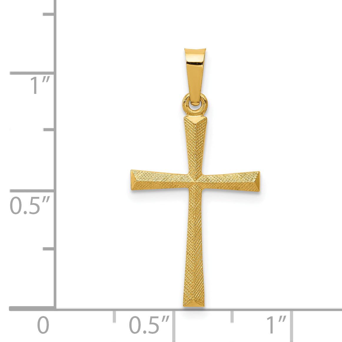 14k Yellow Gold 14k Textured and Polished Latin Cross Pendant