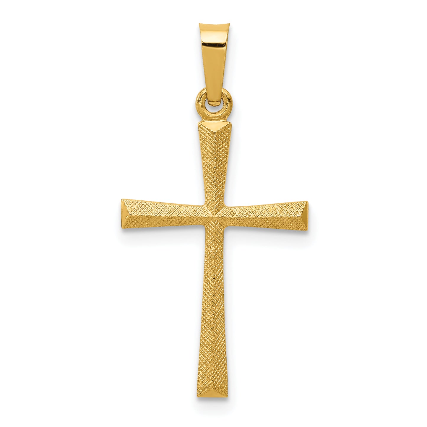 14k Yellow Gold 14k Textured and Polished Latin Cross Pendant