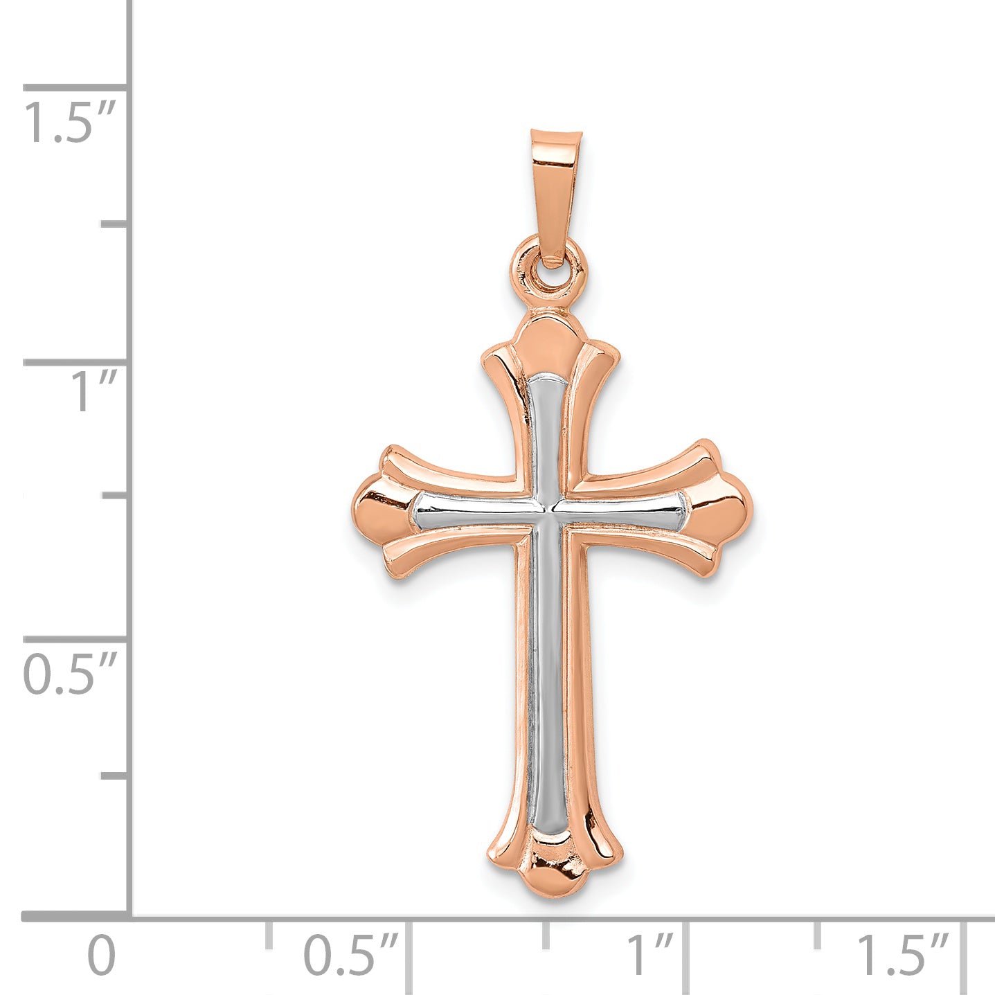 14k Rose Gold 14K Rose Gold W/ White Rhodium Cross Pendant