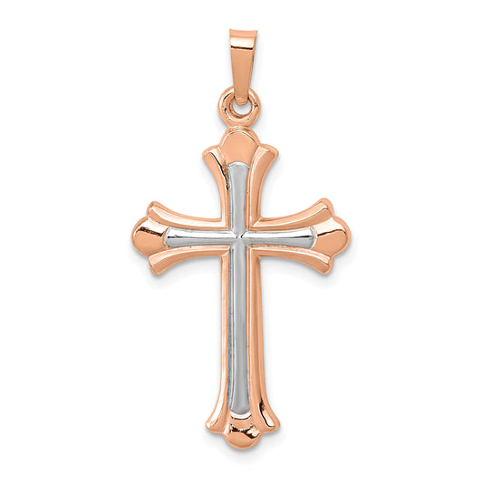 14k Rose Gold 14K Rose Gold W/ White Rhodium Cross Pendant