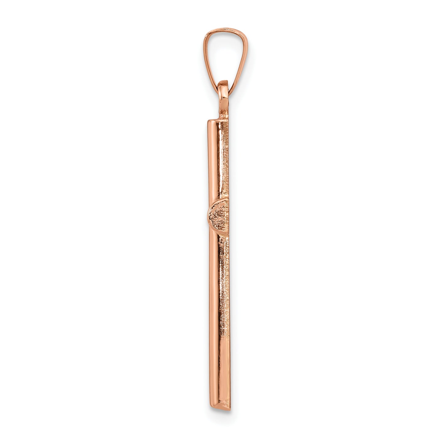 14k Rose Gold 14K Rose Gold Brushed and Polished Hollow Cross Pendant