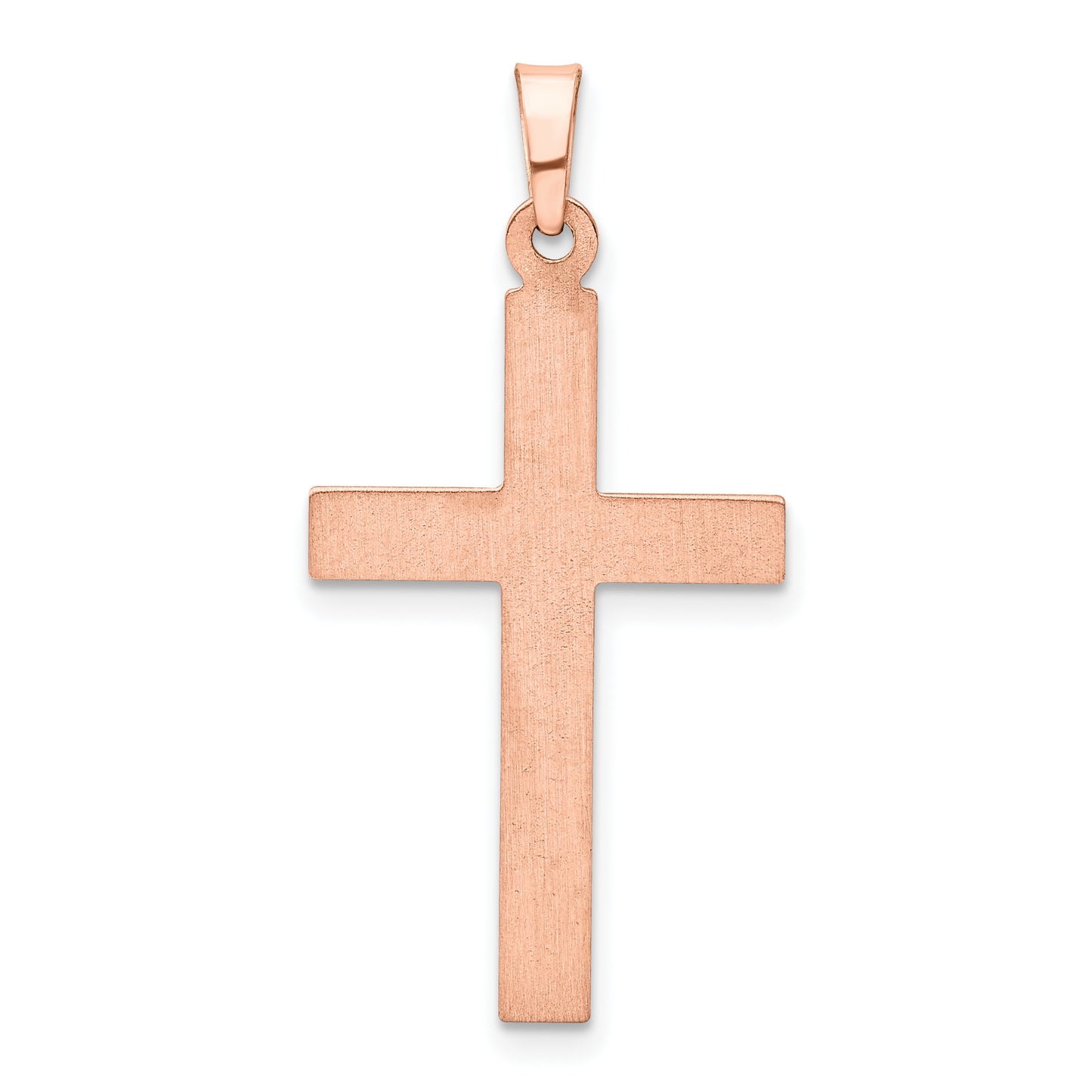 14k Rose Gold 14K Rose Gold Brushed and Polished Hollow Cross Pendant